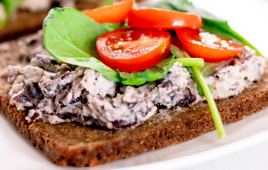 Black Bean & Tahini Toast With Cherry Tomatoes