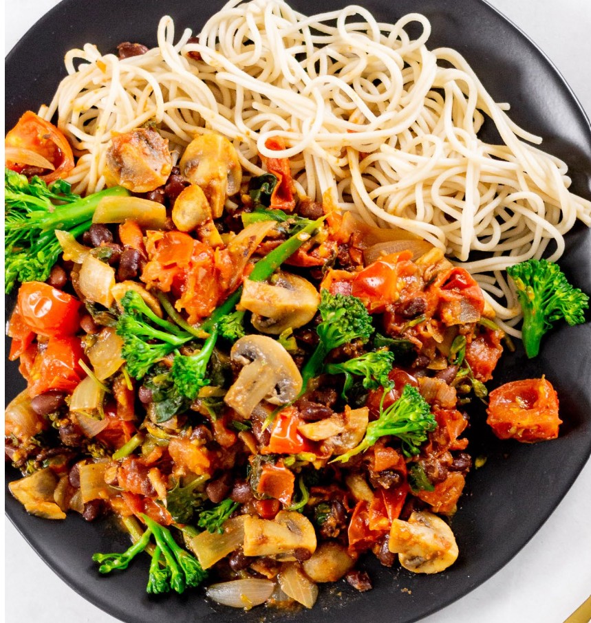 Black Bean & Veggie Spaghetti