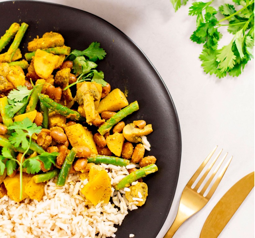 Pinto Bean & Potato Curry with Brown Rice